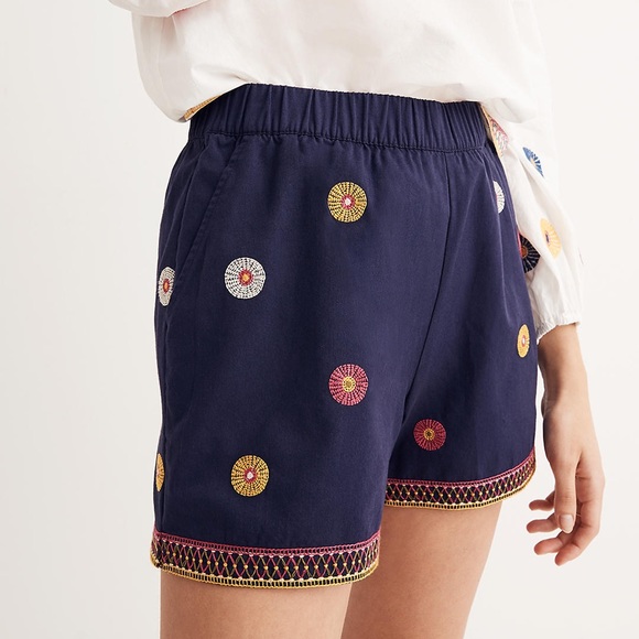 Madewell Pants - Madewell Embroidered Pull-On Shorts Size L